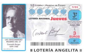 Lotería Angelita. Sorteo del Jueves. Jueves, 04 de Enero del 2024