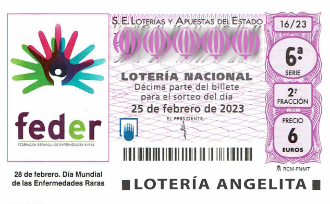 Lotería Angelita. Sorteo de Lotería Nacional. Sábado, 25 de Febrero del 2023